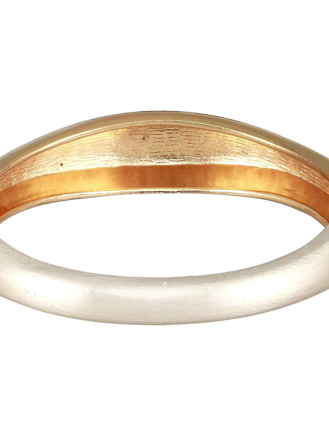 JAZZ AND SIZZLE Silver & Gold ,Dual-Toned Brass Handcrafted Kada Bracelet - Jazzandsizzle