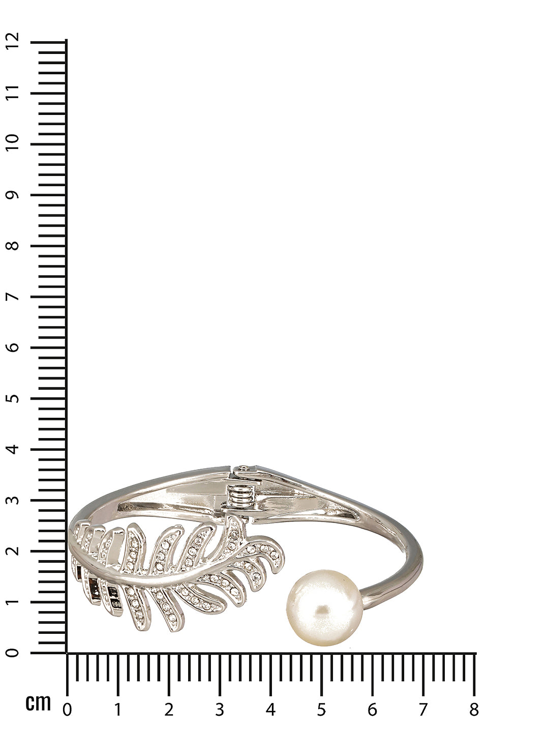 Women Silver-Toned & White Brass Pearls Silver-Plated Cuff Bracelet - Jazzandsizzle
