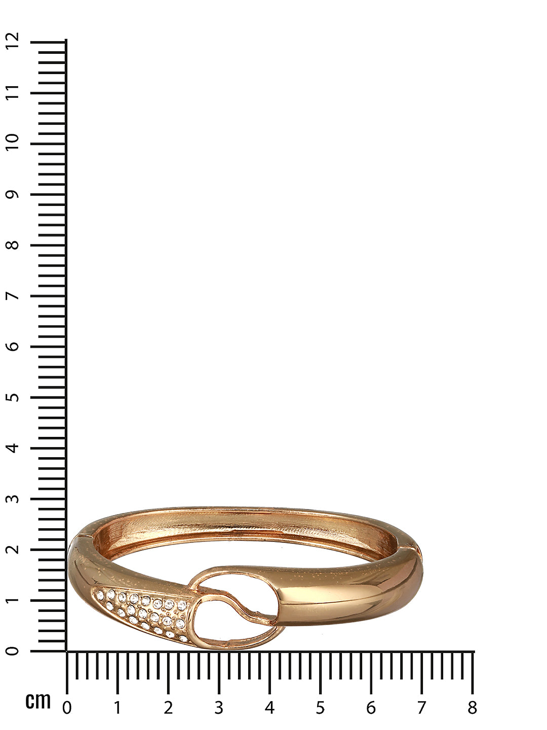 Women Gold-Toned & White Brass Cubic Zirconia Gold-Plated Bangle-Style Bracelet - Jazzandsizzle