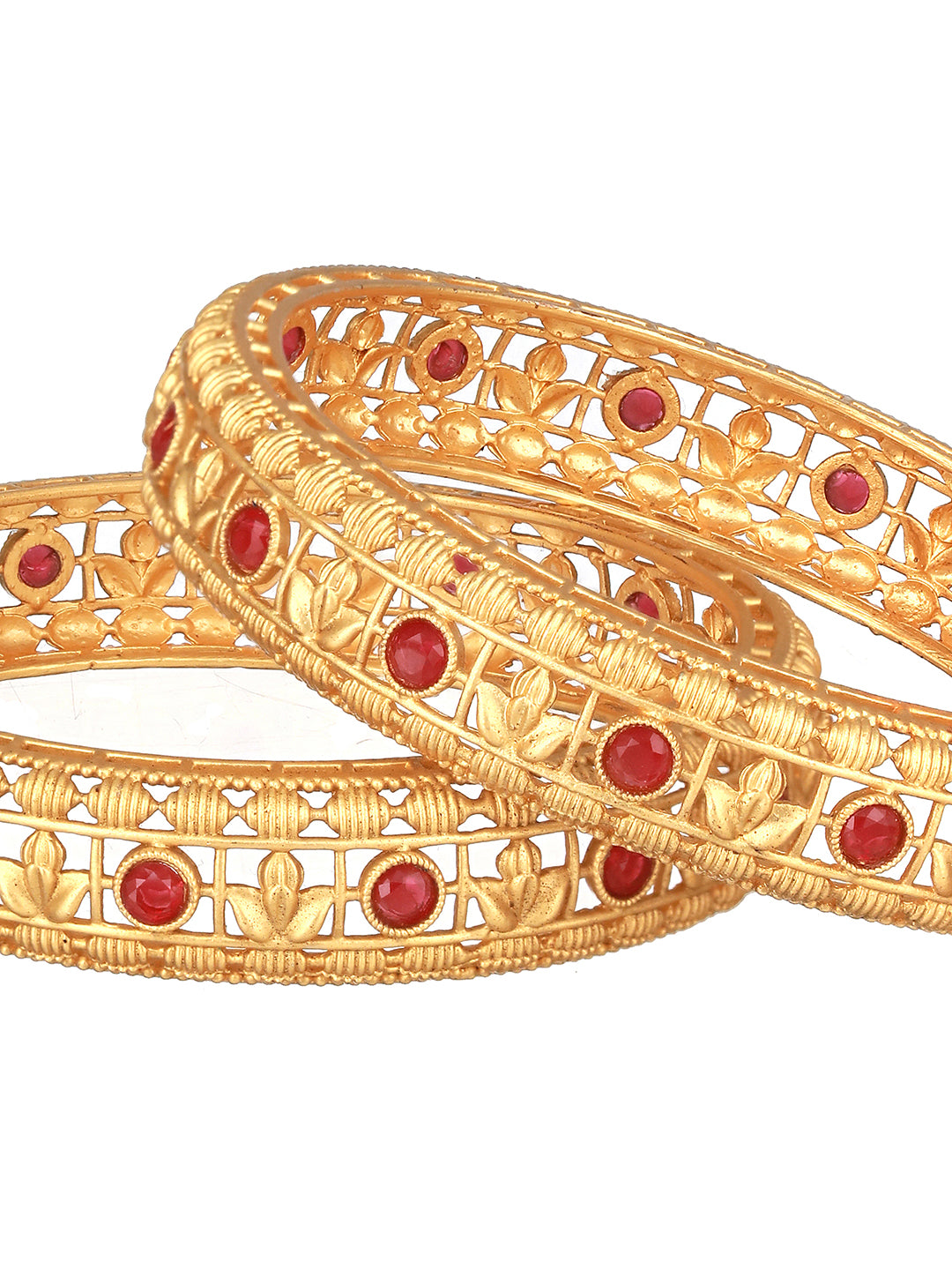 Set Of 2 Gold-Plated Stone-Studded Bangles - Jazzandsizzle
