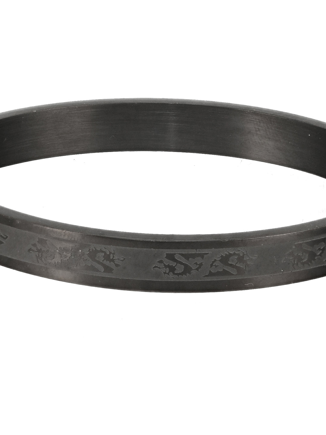 Men'S Men Black Stainless Steel Dragon Print Kada Bracelet