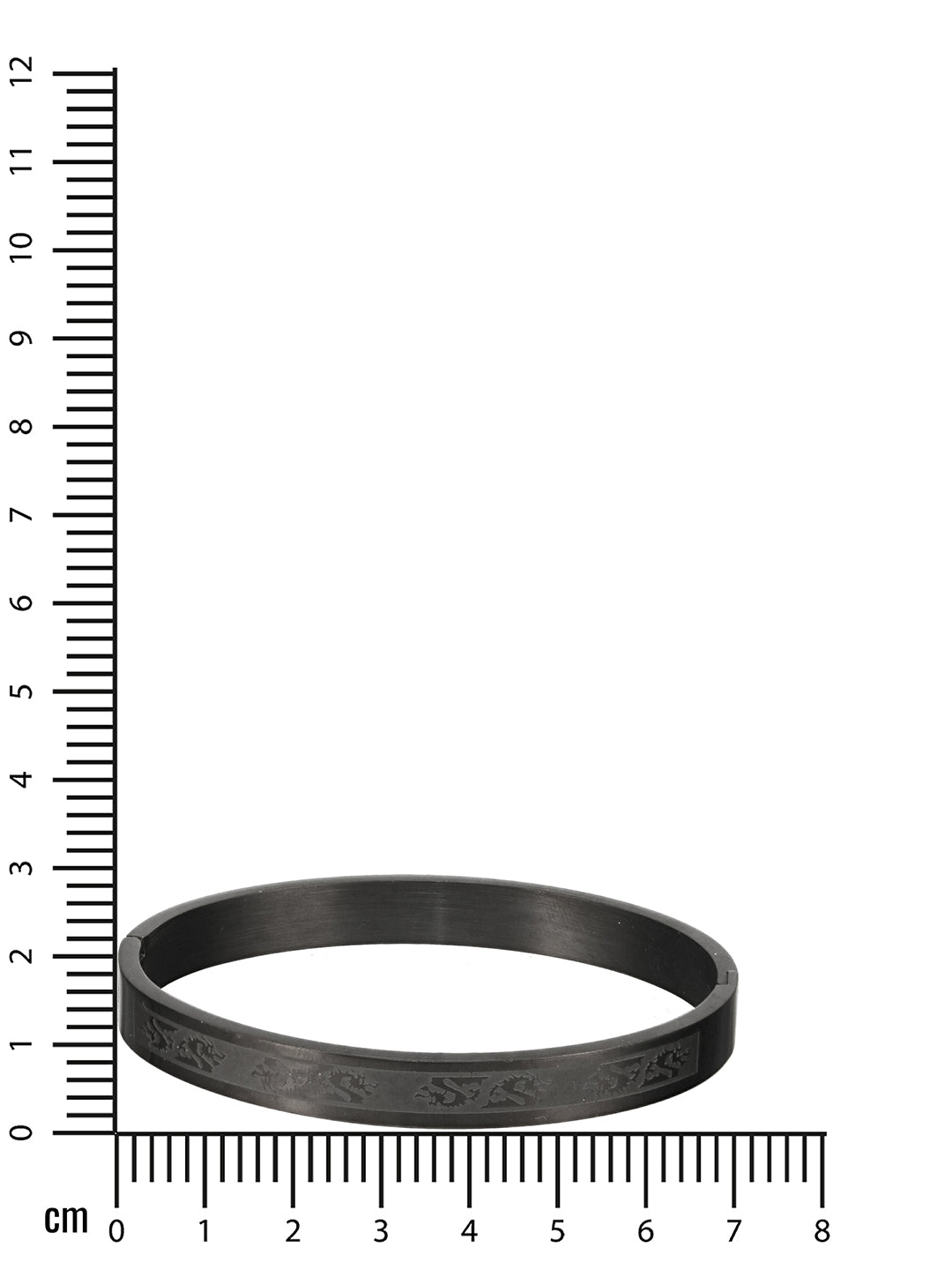 Men'S Men Black Stainless Steel Dragon Print Kada Bracelet