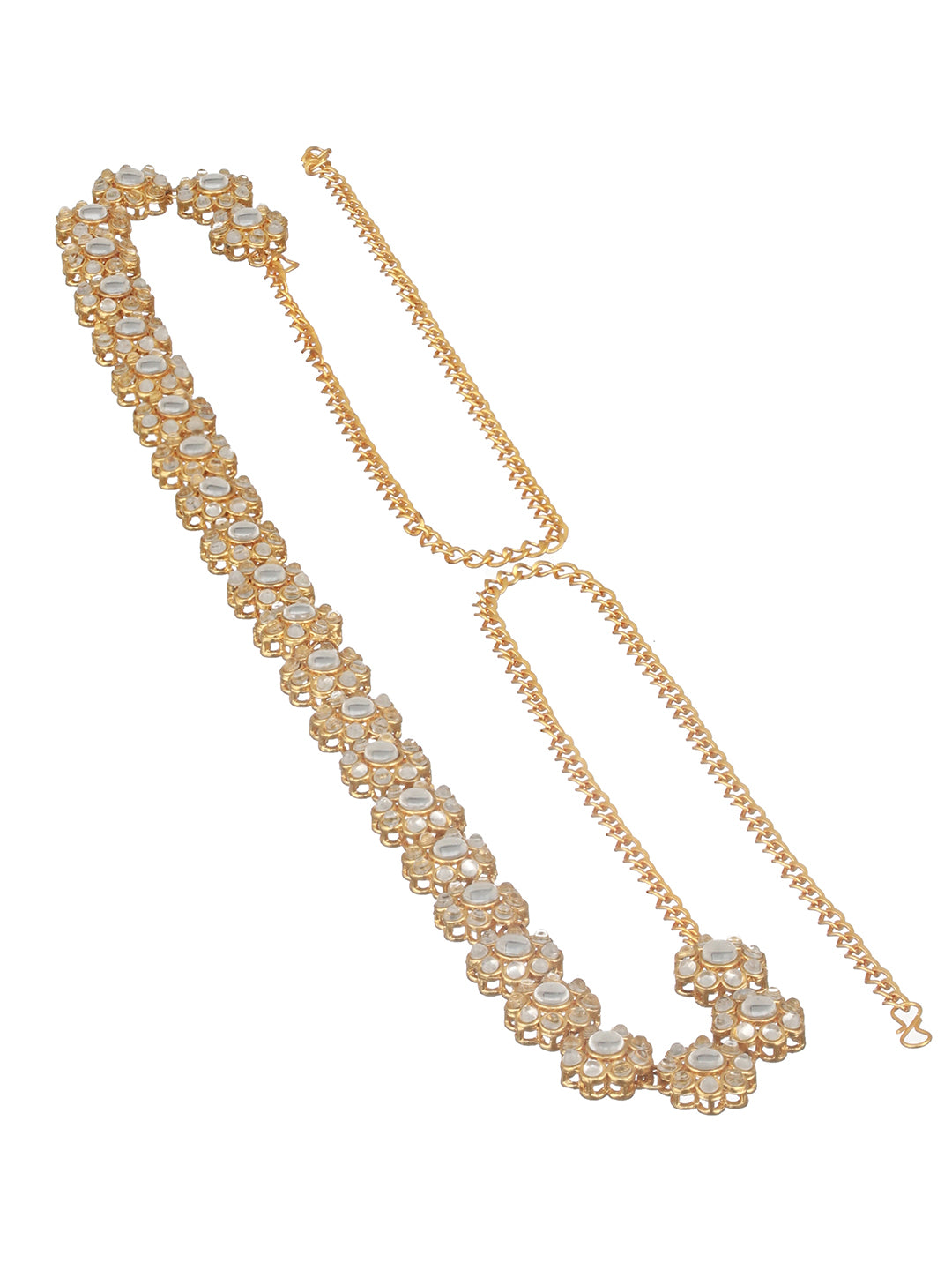 Jazz And Sizzle Gold Plated Pearl Beaded Floral Waist Belt