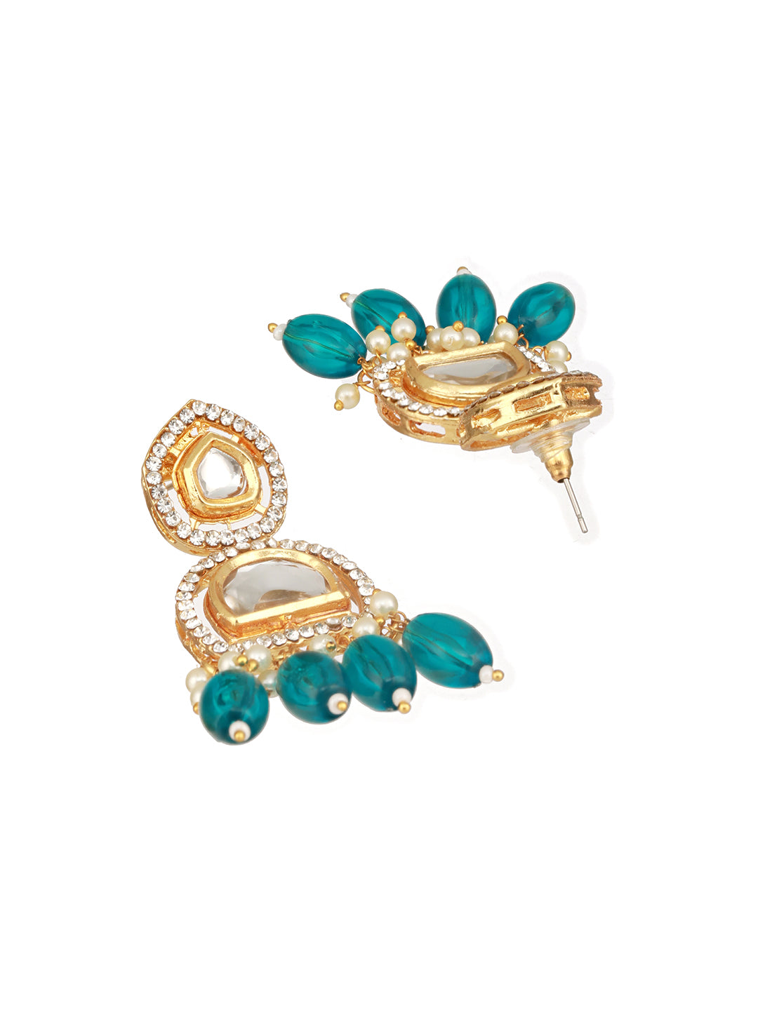Jazz And Sizzle Gold-Plated Kundan & CZ Studded Drop Earrings