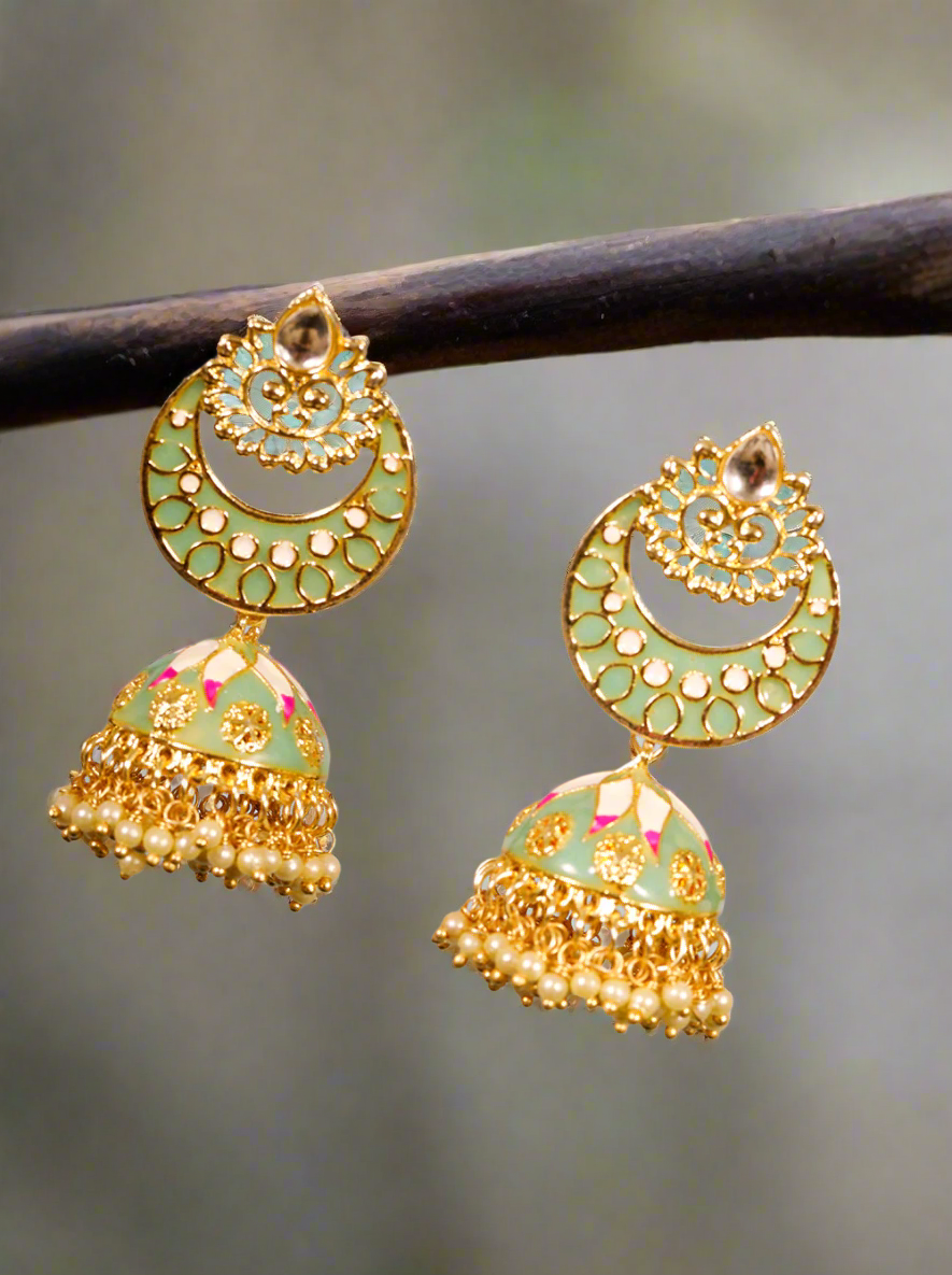 Jazz And Sizzle Gold Plated Crescent Shaped Jhumka Chandbali