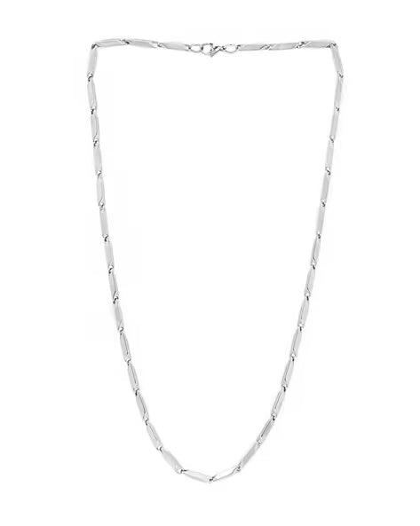 Jazz And Sizzle Silver-Titanium Plated Mens Seed Chain Fashion Necklace