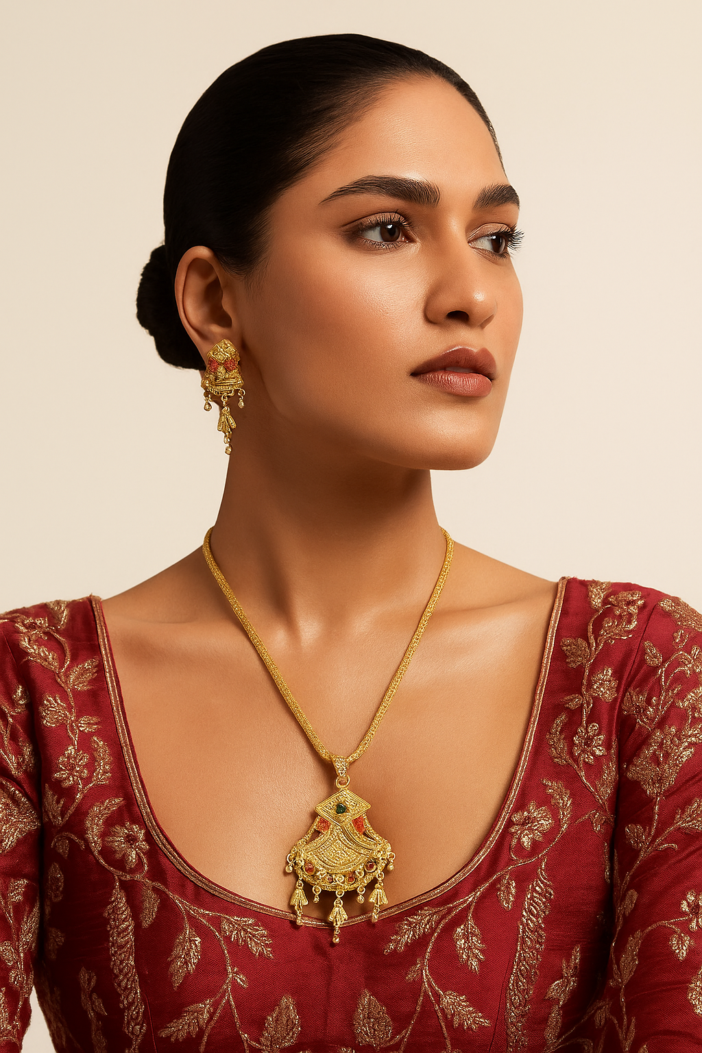 Jazz And Sizzle 22K Gold Plated Golden Beads & Pearl Drops Radha Krishna Temple Jewellery Set (Copy)