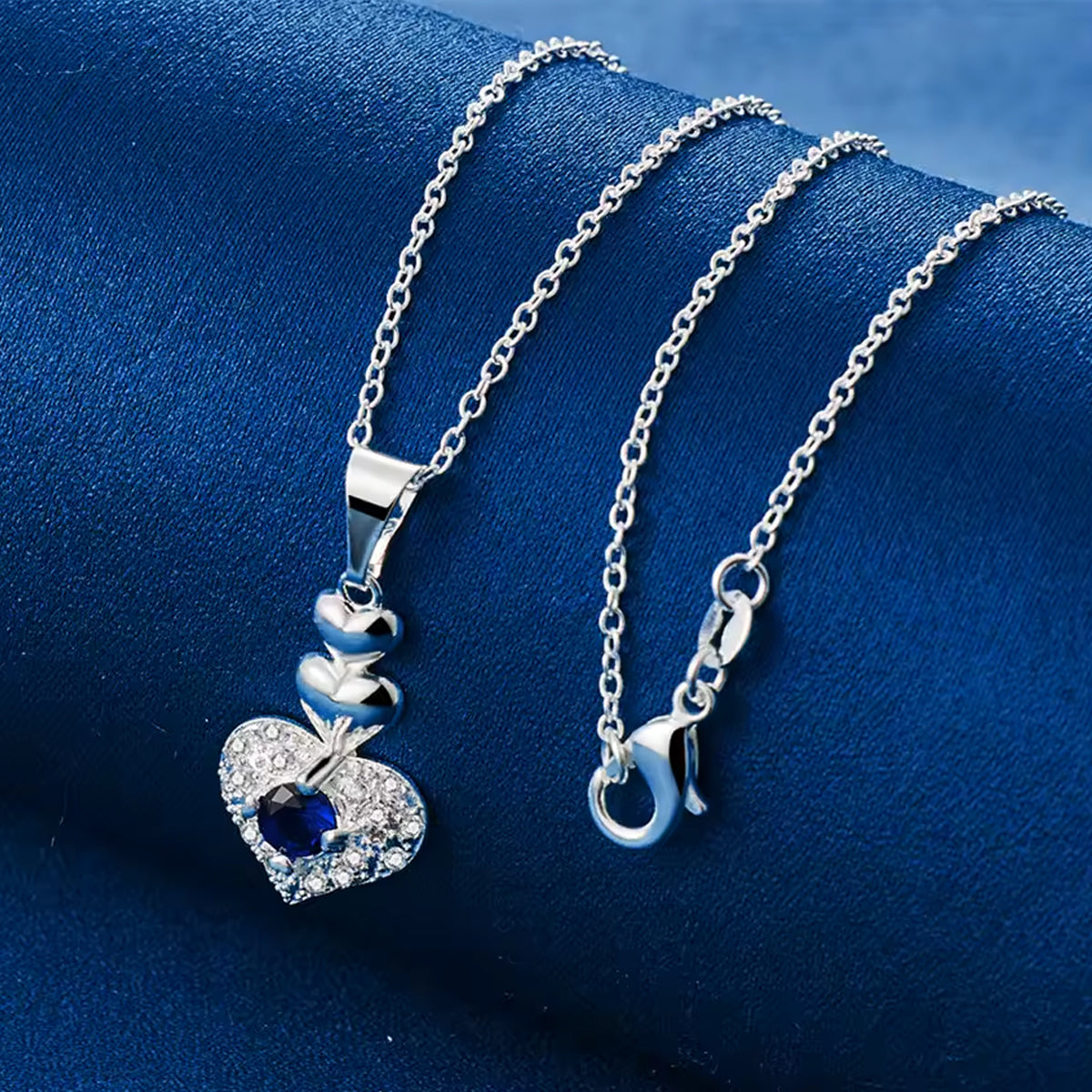 Jazz And Sizzle Sterling Romantic Heart Pendant Necklace for Women