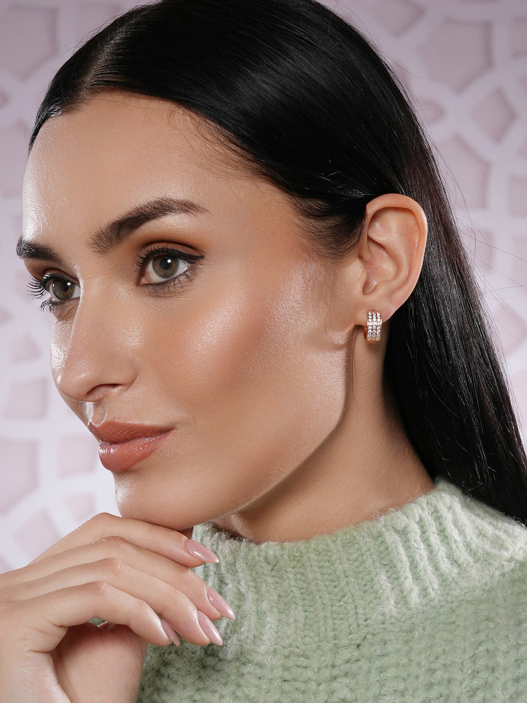 Jazz And Sizzle Rose Gold-Plated Contemporary Hoop Earrings