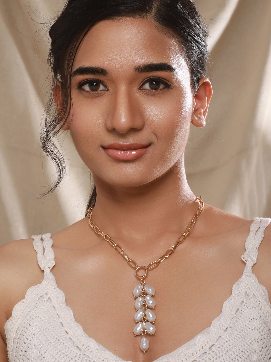 Jazz And Sizzle Gold-Plated Pearls Beaded Necklace Chain