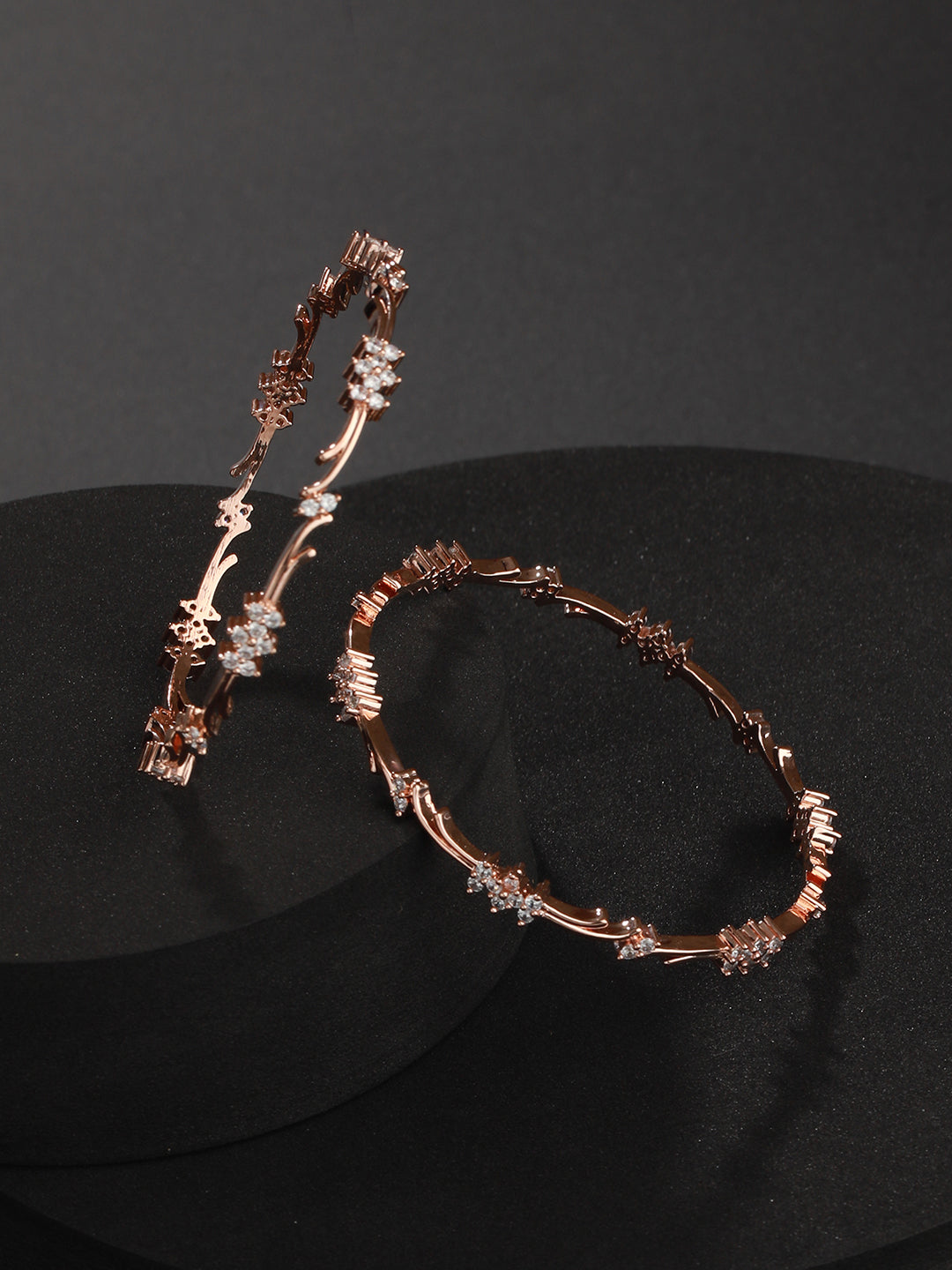 Set Of 2 Rose Gold-Plated AD Studded Bangles - Jazzandsizzle