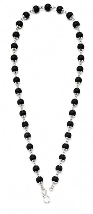 Black Beaded Spiritual Mala for Men-JS-SNC-0017