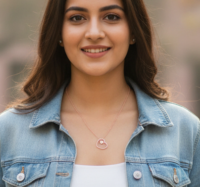 Jazz And Sizzle Rose Gold Heart Pendant Chain