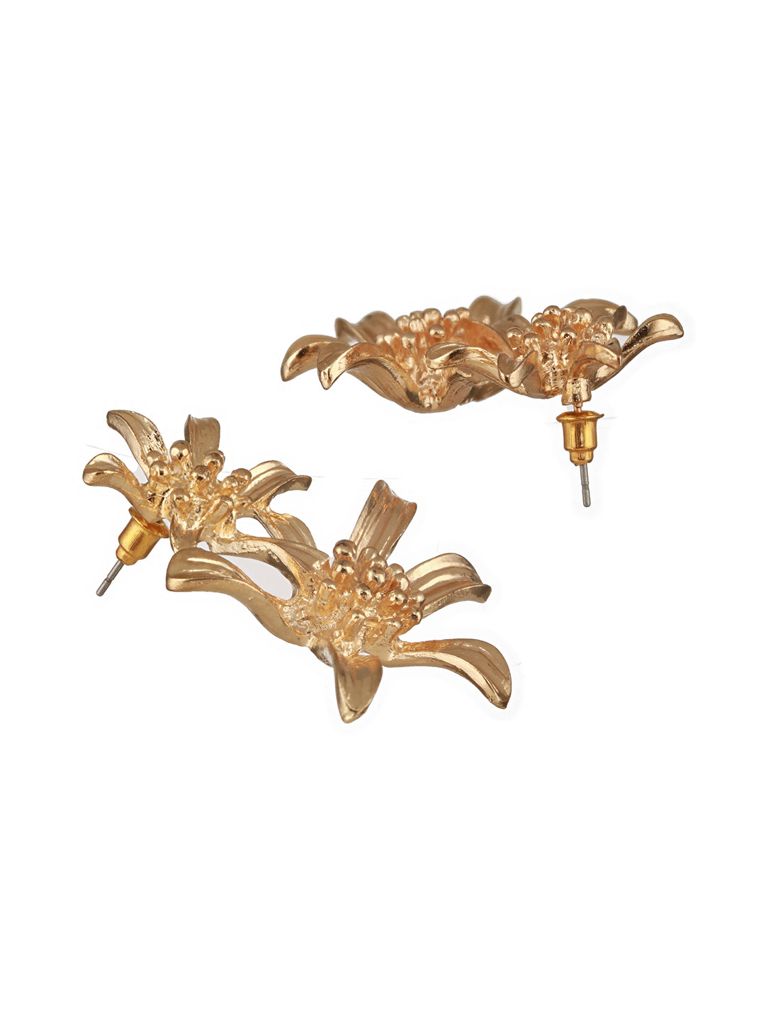 Jazz And Sizzle Gold Plated Floral Shaped Drop Earrings for Girls