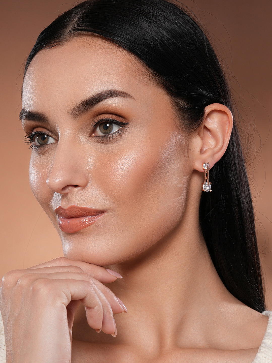 Jazz And Sizzle Rose Gold-Plated Circular Shaped Drop Earrings