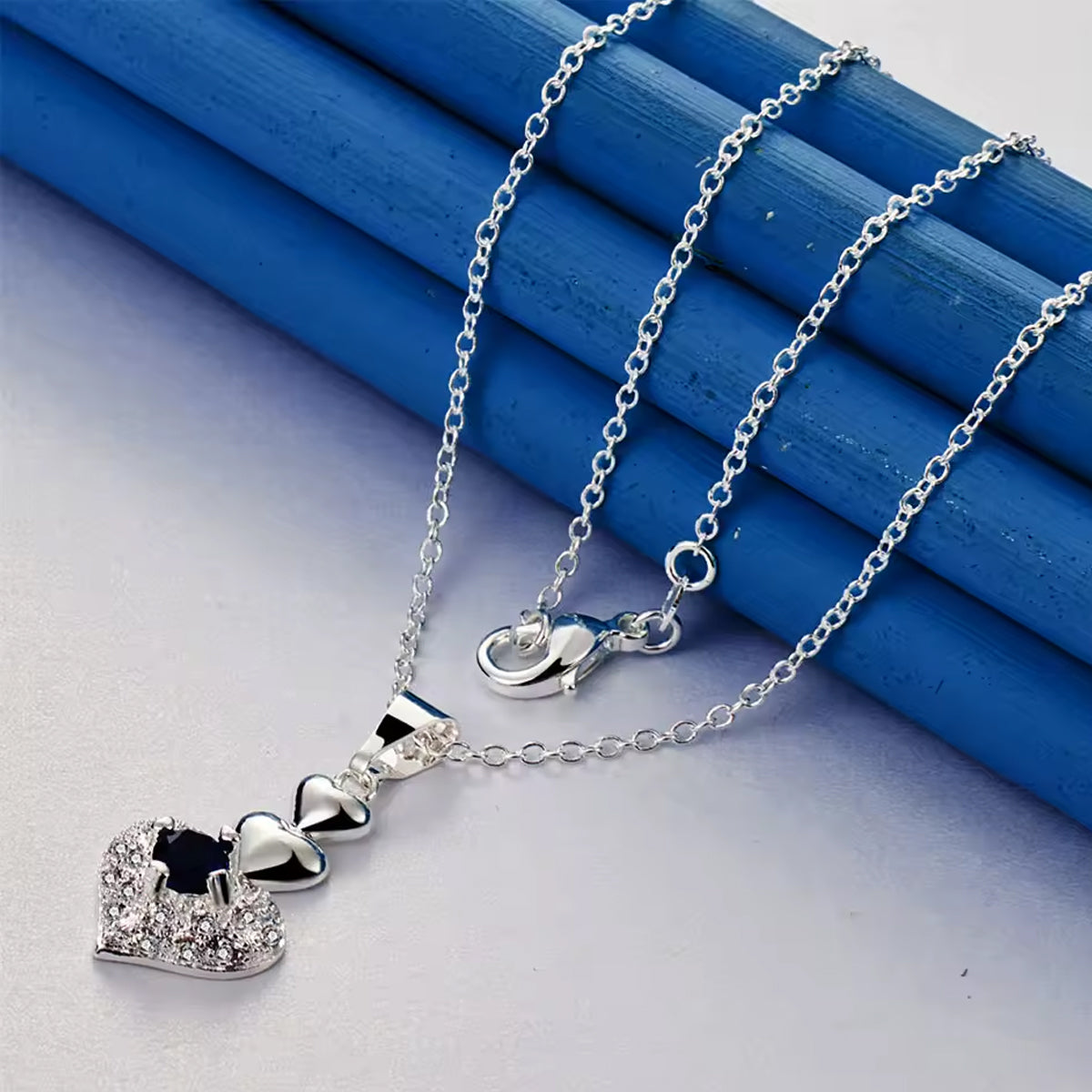 Jazz And Sizzle Sterling Romantic Heart Pendant Necklace for Women