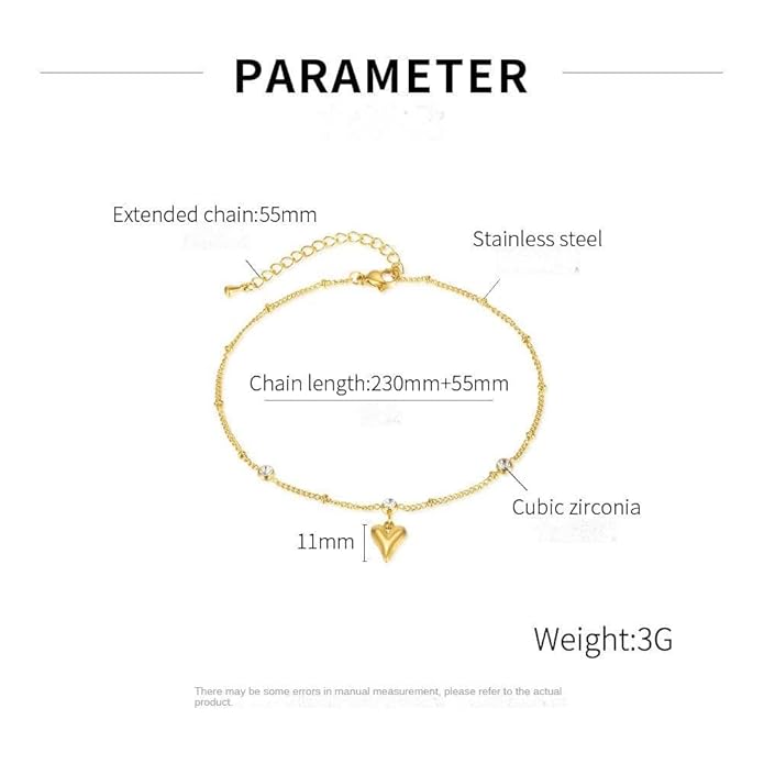 Jazz And Sizzle Gold Plated Heart Shaped Stainless Steel Anklet for Valentines Gift
