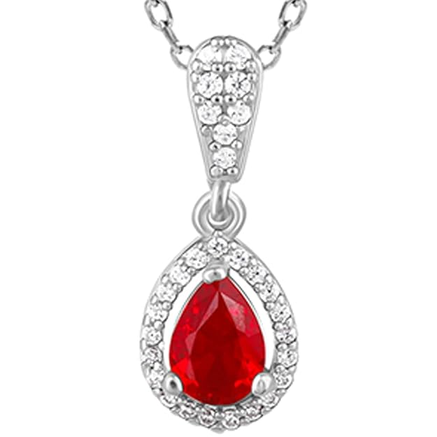 Jazz And Sizzle Ruby Radiant Cut Dainty Necklace for Women | Luxury Inspired Party & Daily Wear Jewellery