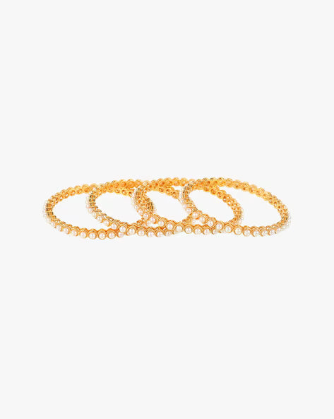 Jazz And Sizzle Set Of 4 Pearl Studded Bangles