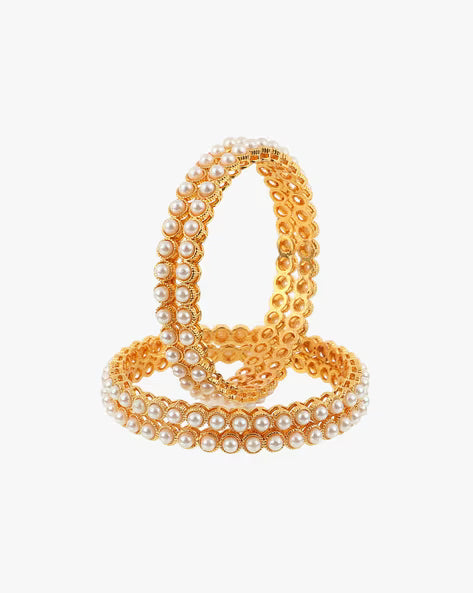 Jazz And Sizzle Set Of 4 Pearl Studded Bangles