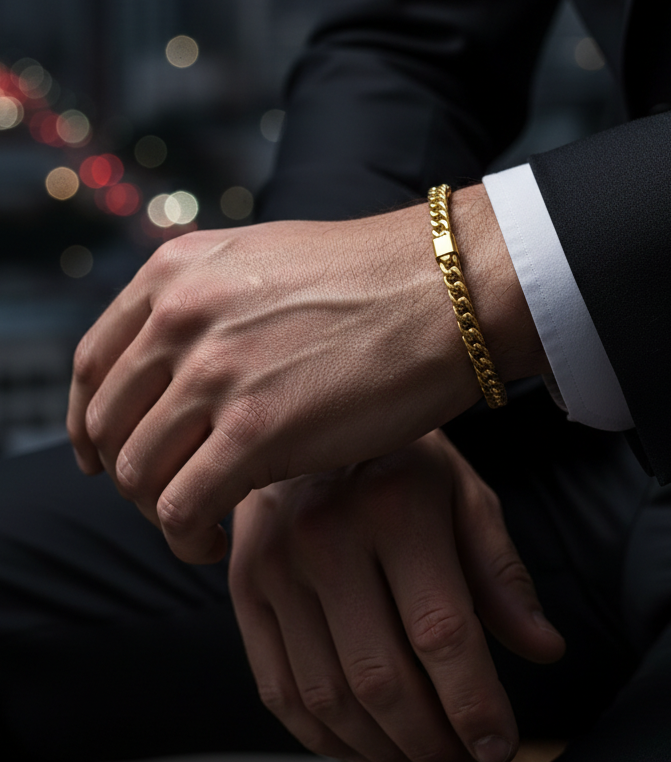 Jazz And Sizzle Men’s Gold Plated Link Chain Bracelet