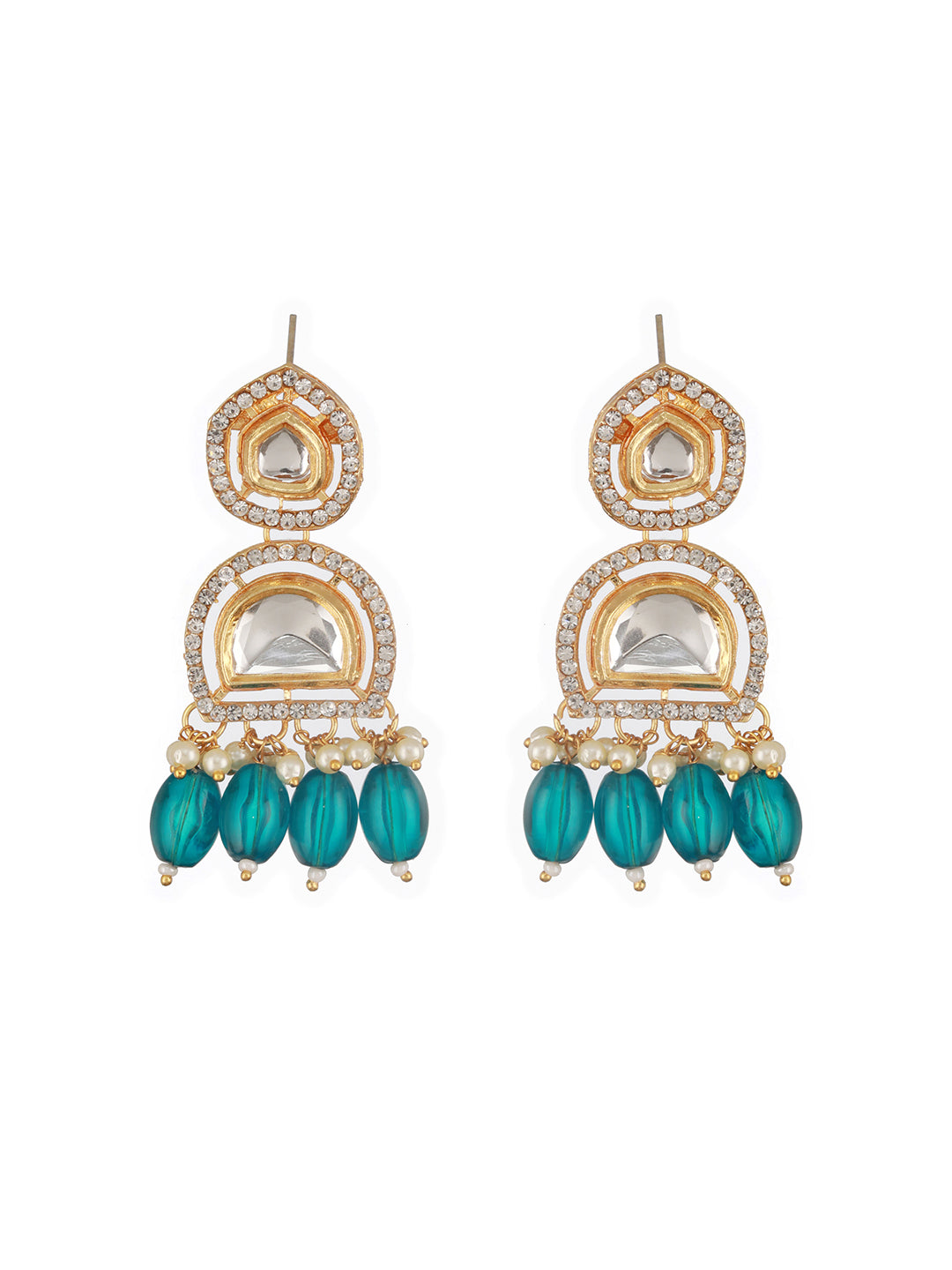 Jazz And Sizzle Gold-Plated Kundan & CZ Studded Drop Earrings