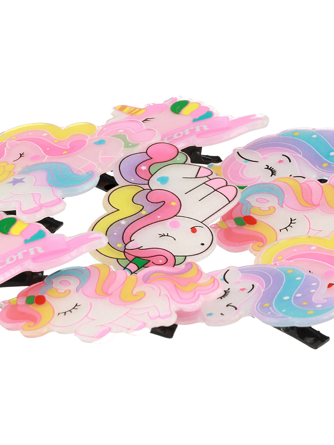 Girls Set Of 10 Multicoloured Unicorn Alligator Hair Clip - Jazzandsizzle
