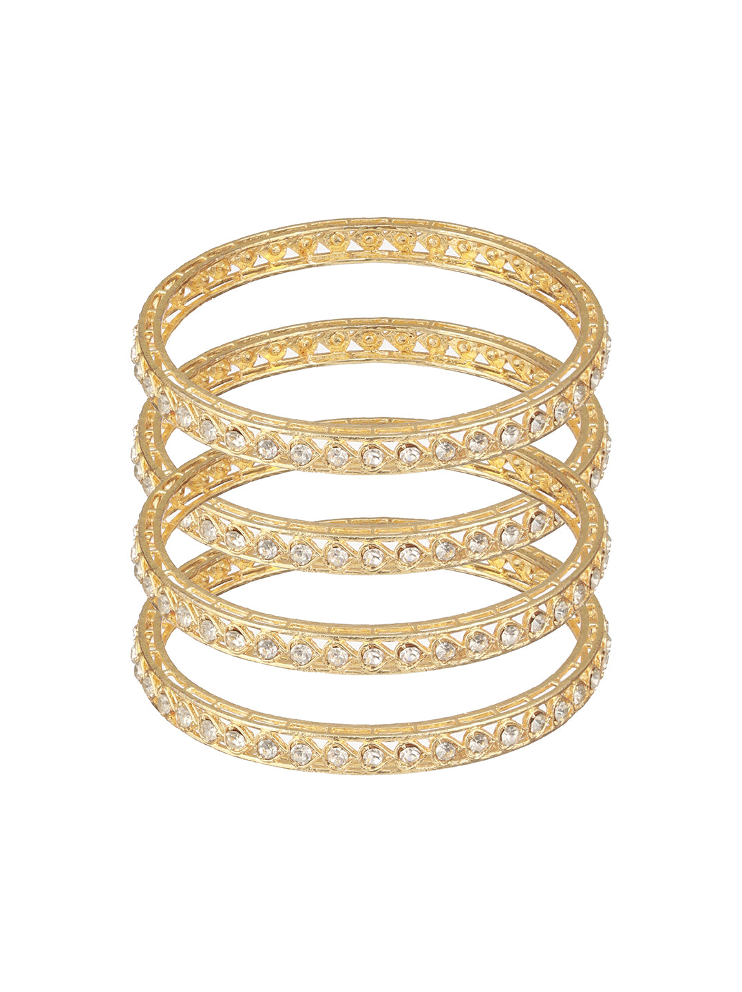 Set Of 4 Gold-Plated Peal Beaded Bangles