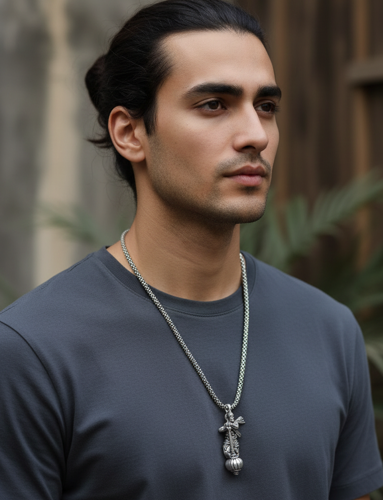 Jazz And Sizzle Hanumanji Pendant with Gada And Copper Yantra Spiritual Protection Necklace Chain Divine Strength