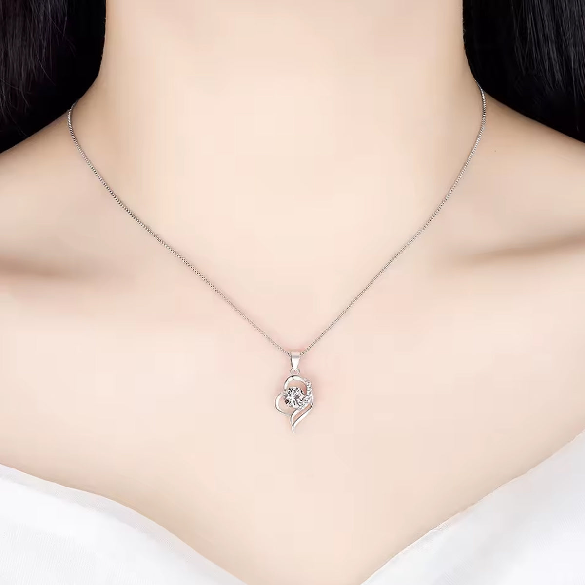 Jazz And Sizzle Sterling heart-shaped zircon pendant necklace for women