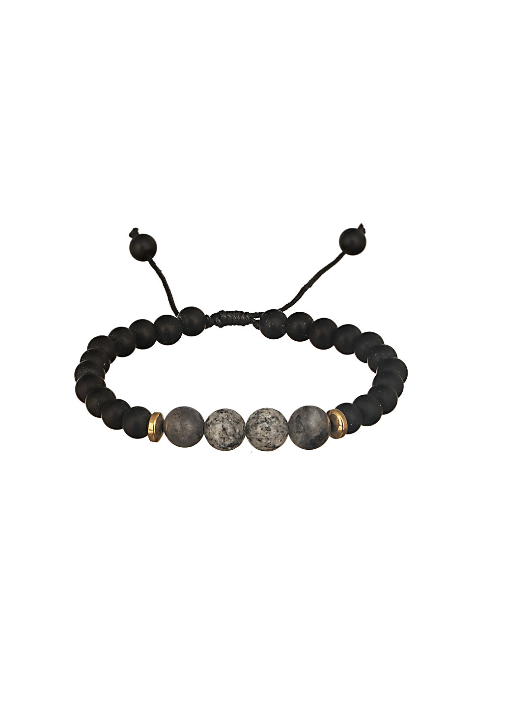 Jazz And Sizzle Men Set of 3 Brown and Black Elasticated Semi Precious Beaded Bracelet