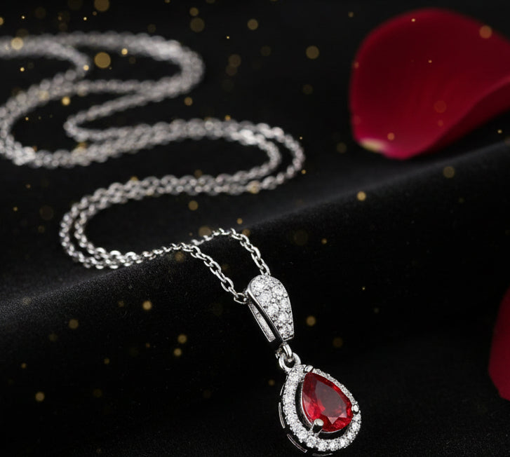 Jazz And Sizzle Ruby Radiant Cut Dainty Necklace for Women | Luxury Inspired Party & Daily Wear Jewellery