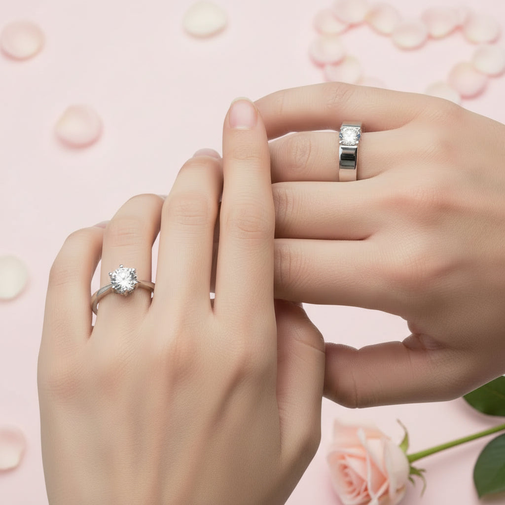 Jazz And Sizzle Silver Luca Adjustable Couple Band, Promise Rings for Lovers | Gift for Men and Women