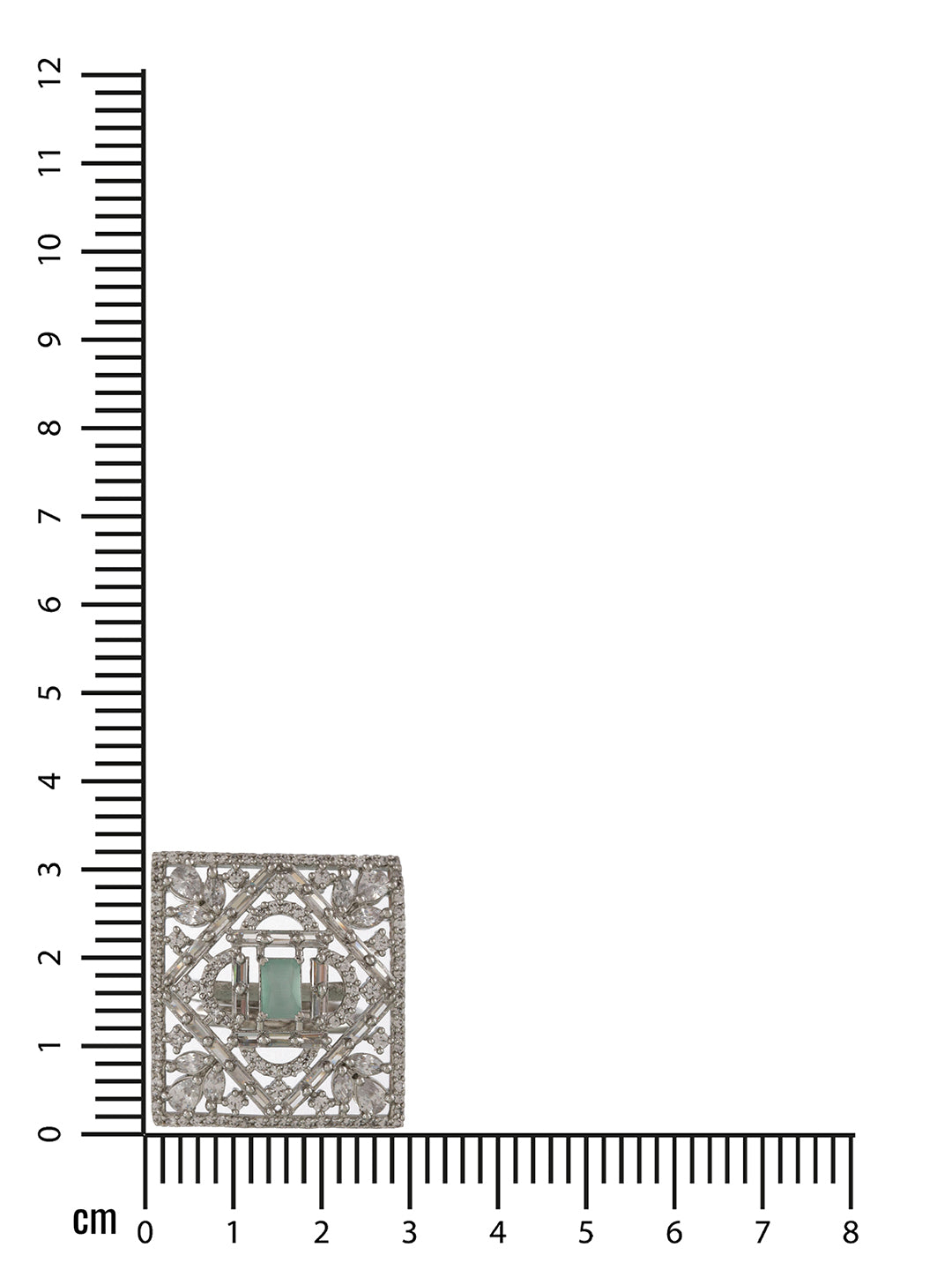 Silver-Plated Mint Green AD-Studded Handcrafted Adjustable Finger Ring - Jazzandsizzle