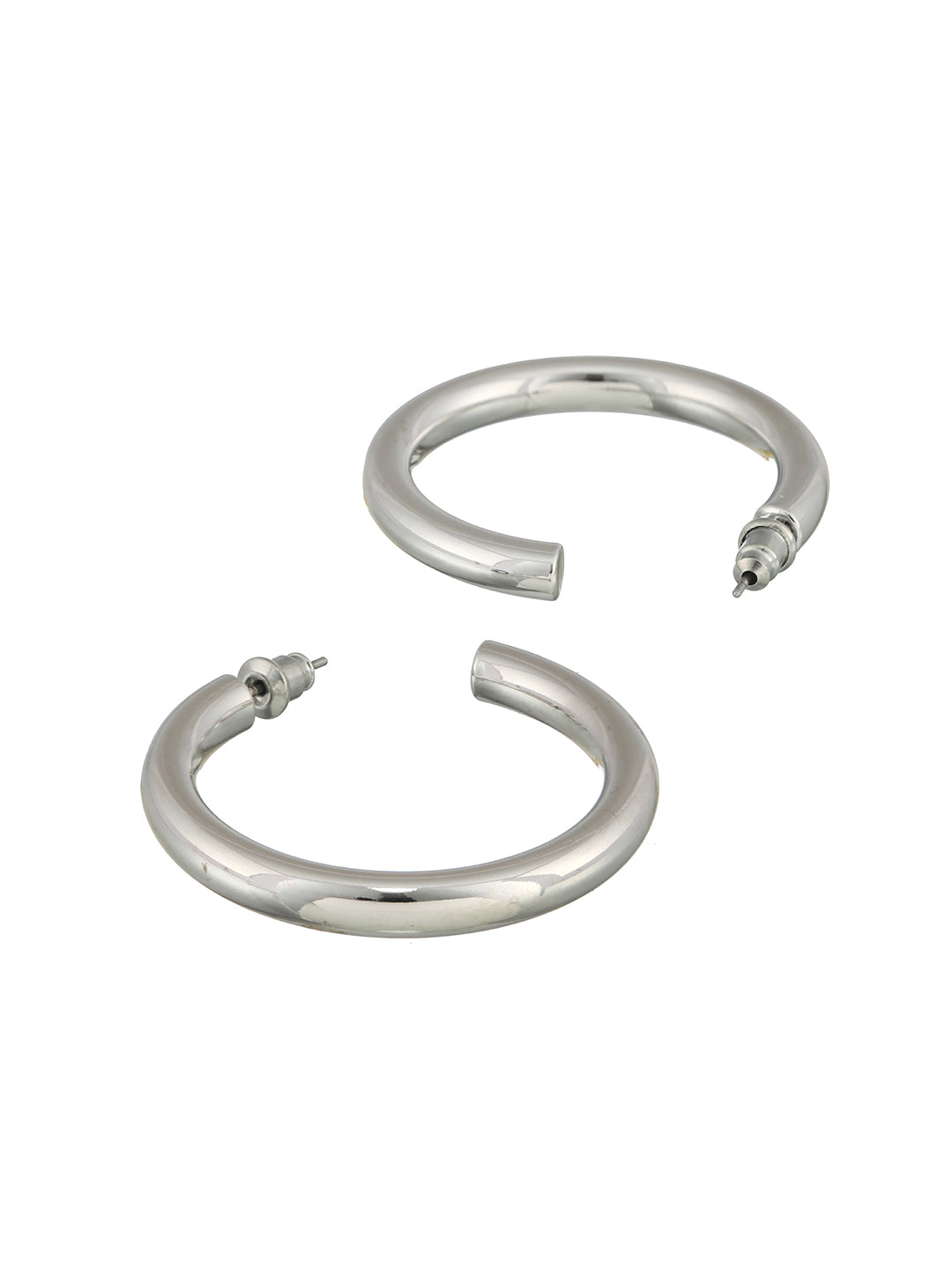 Silver-Plated Contemporary Half Hoop Earrings - Jazzandsizzle