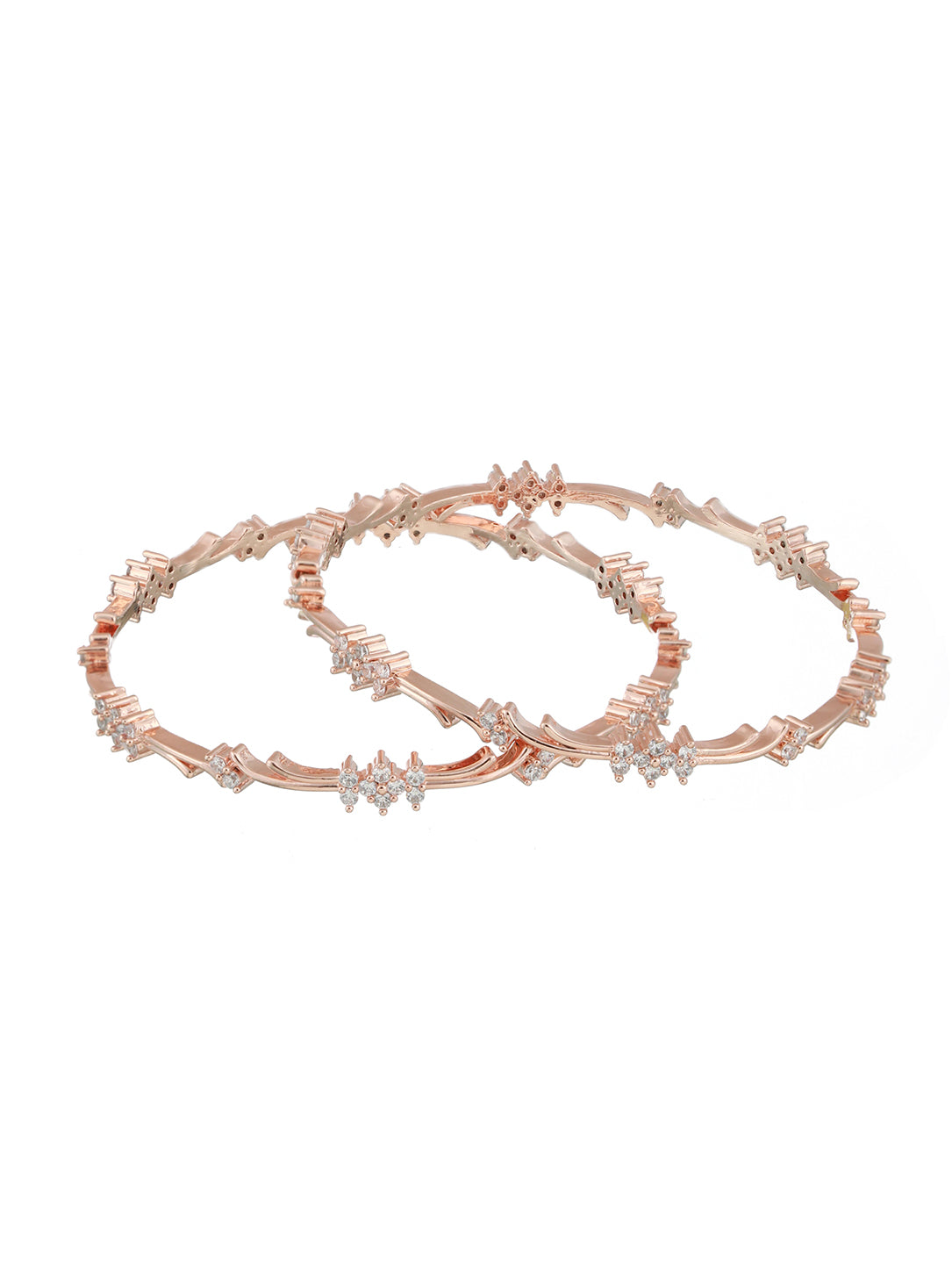 Set Of 2 Rose Gold-Plated AD Studded Bangles - Jazzandsizzle