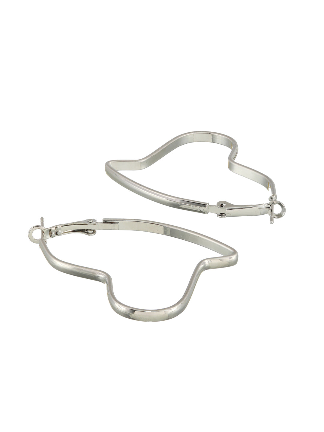 Silver-Plated Heart Shaped Hoop Earrings - Jazzandsizzle