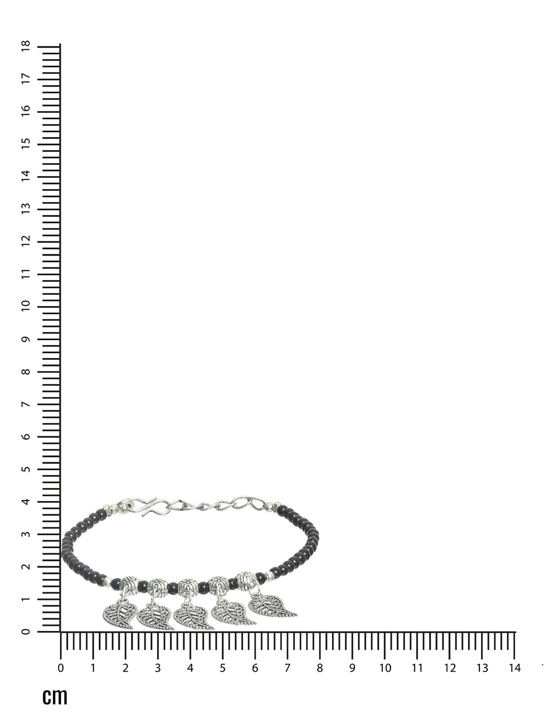Set Of 2 Black & Silver-Toned Bracelet/Anklets
