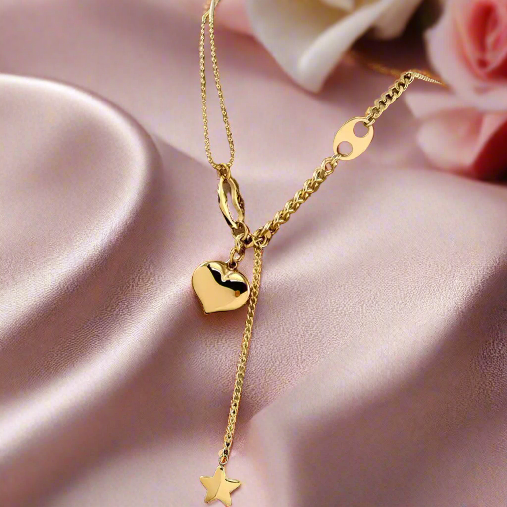 Jazz And Sizzle Gold Plated Heart Shaped Stainless Steel Pendent Chain for Valentines Gift