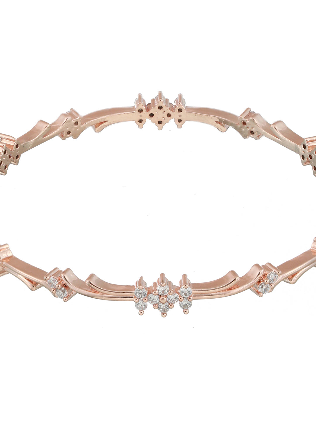Set Of 2 Rose Gold-Plated AD Studded Bangles - Jazzandsizzle