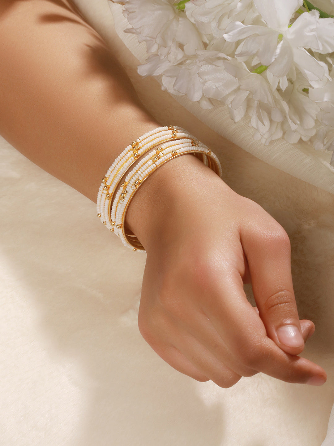 Jazz And Sizzle Set Of 12 Gold-Plated & Beaded Metal Bangles