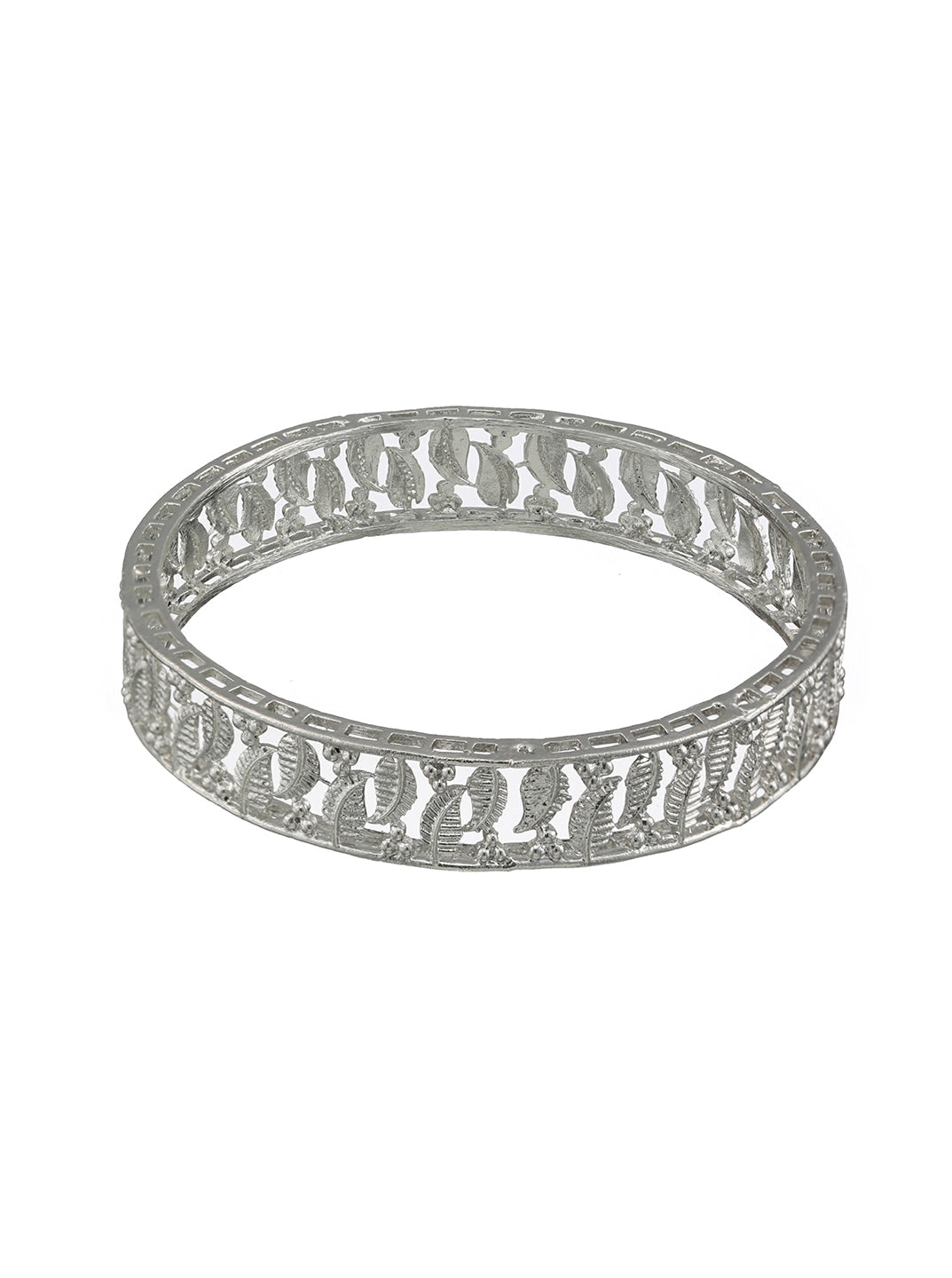 Set Of 2 Silver-Plated Leaf Shaped Bangles - Jazzandsizzle