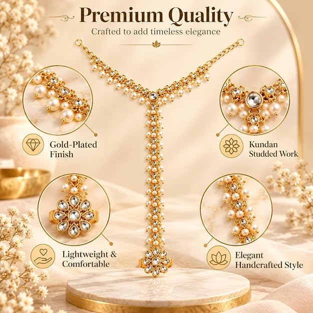 Gold Plated Kundan Studded Hanthphool/Hand jewellery