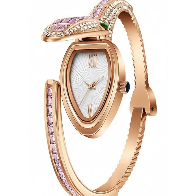 Crystal Studded Oval Dial | Elegant Jewellery Watch for Women & Girls | Party, Wedding & Festive