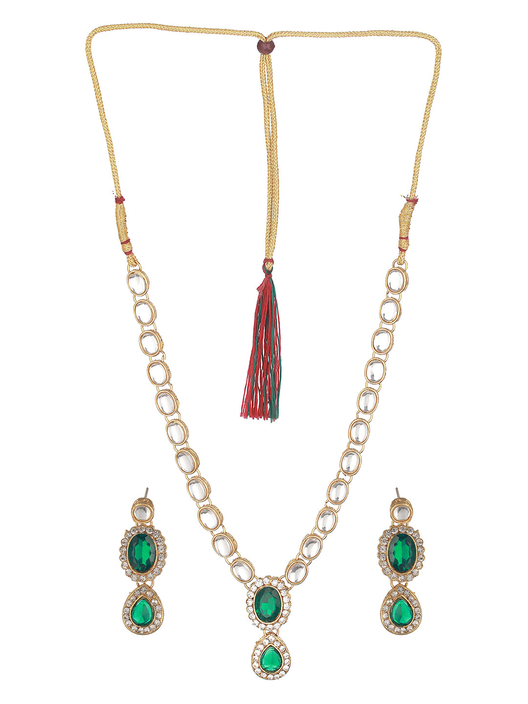 Gold-Plated Kundan-Studded Jewellery Set - Jazzandsizzle