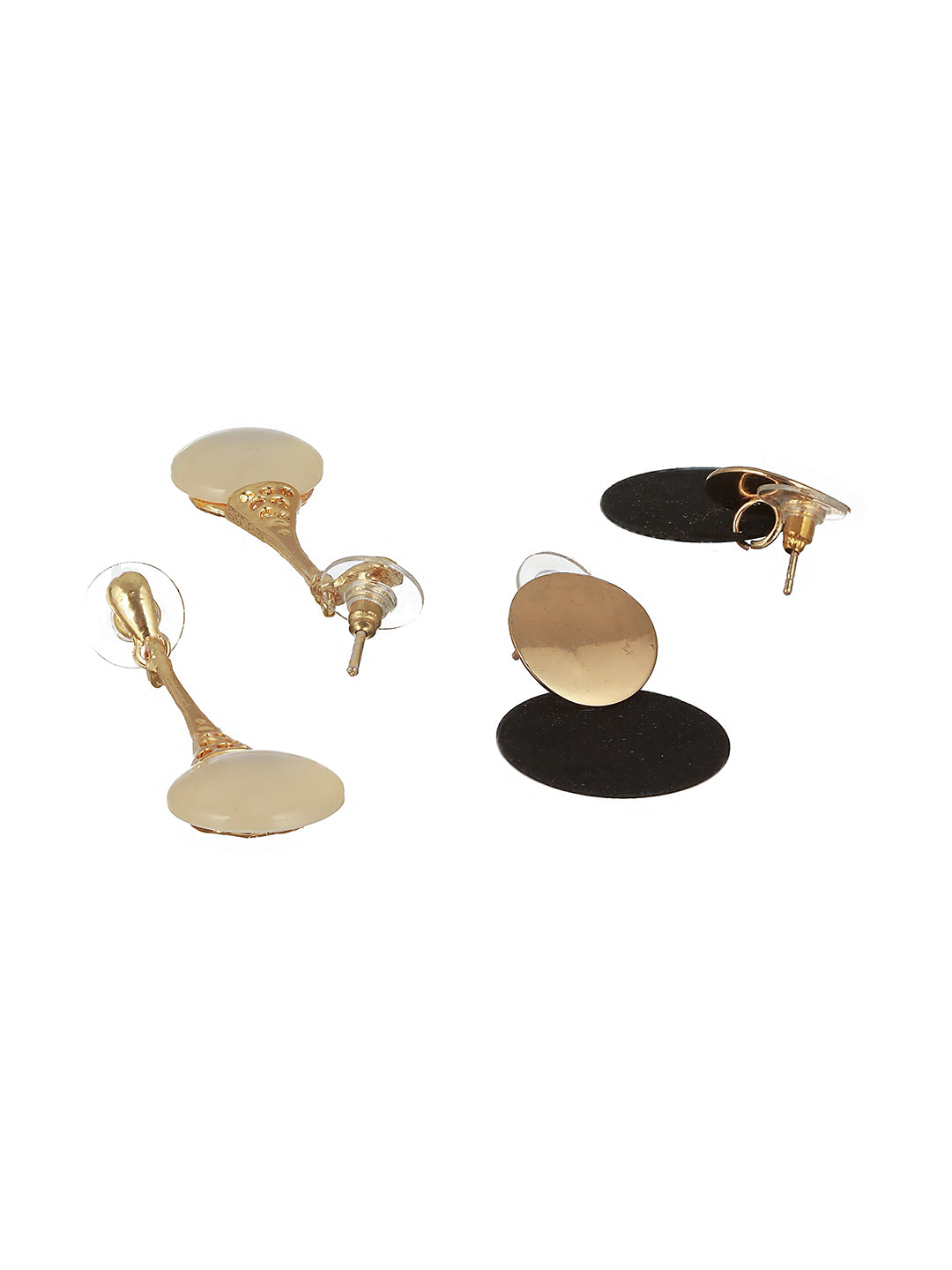 White Gold-Toned & Black Contemporary Set Of 2 Drop Earrings - Jazzandsizzle