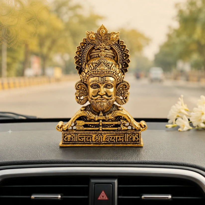 Gold Plated Jai Shree Shyam Idol | Home, Car & Office Spiritual Decor