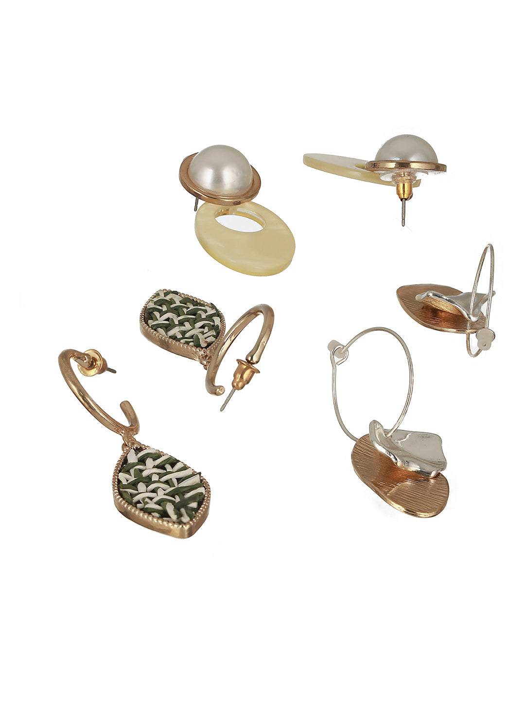 Gold-Toned Set of 3 Contemporary Hoop Earrings - Jazzandsizzle