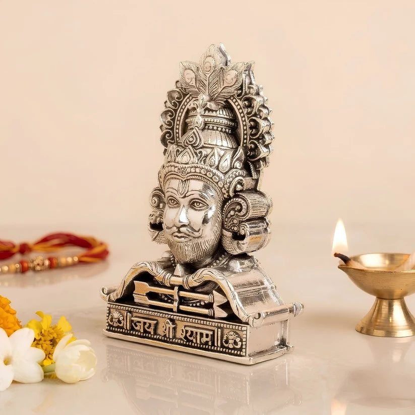 Silver Plated Jai Shree Shyam Idol for Home, Car & Workplace
