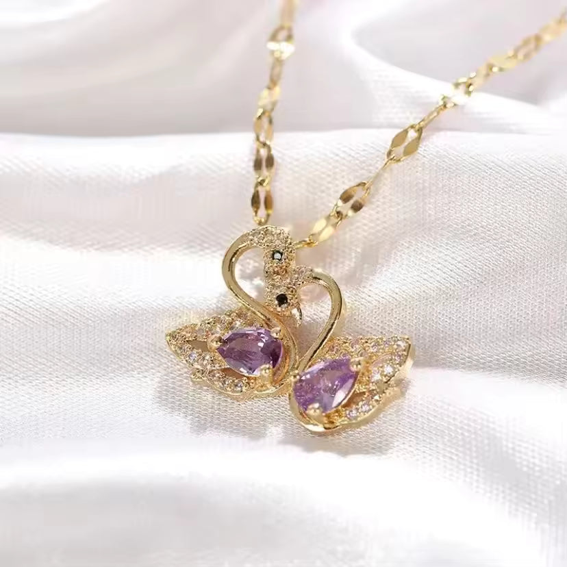 Jazz and Sizzle Copper Purple Crystal Butterfly Pendant Necklace – Gold Plated Elegant Jewelry